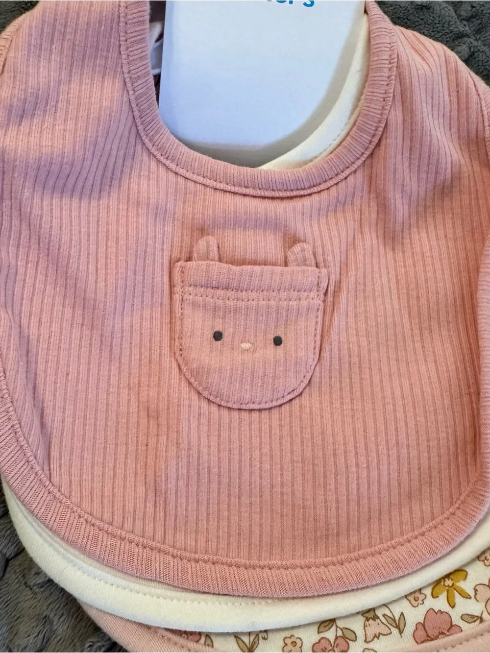 Carter's Pink Baby Bibs - 3-Pack Soft Cotton Set